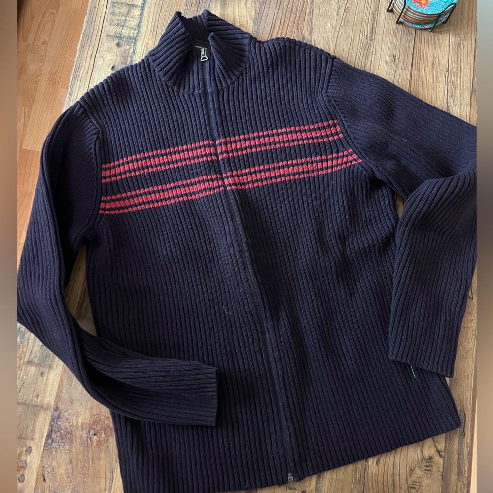 Ralph Lauren Polo Jeans Black Red Sweater Sz XL vintage zip up y2k preppy